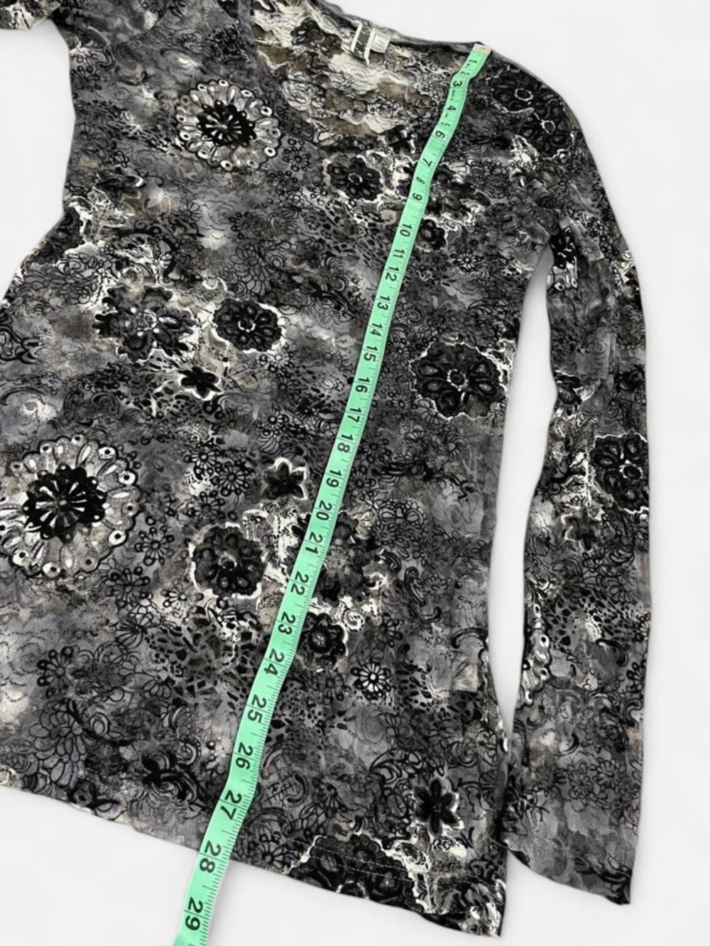 BKE VTG Y2K Sheer Floral Mesh Long Sleeve Top - Picture 2 of 7